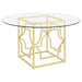 Coaster Starlight Round Glass Top Dining Table Clear and Brass Default Title