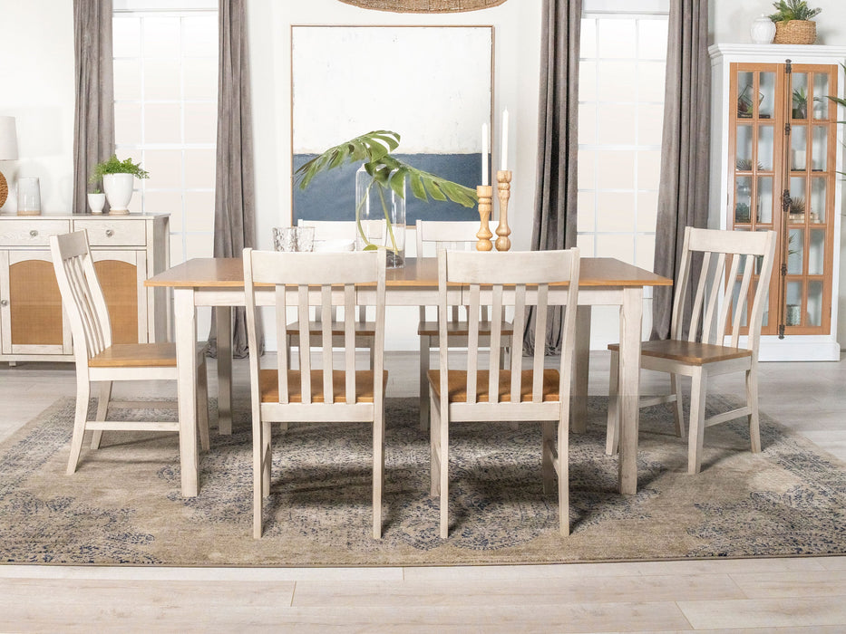 Coaster Kirby Dining Set Natural and Rustic Off White Set of 7