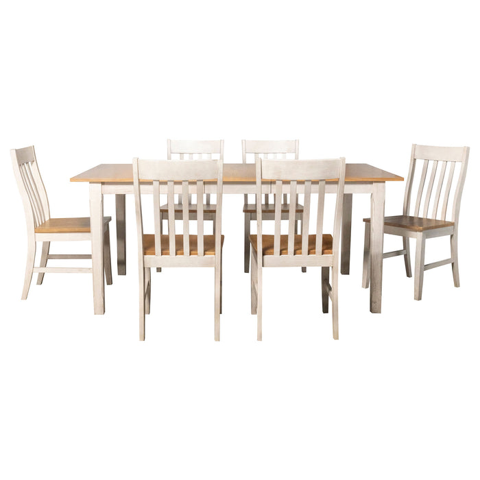 Coaster Kirby Dining Set Natural and Rustic Off White Set of 7