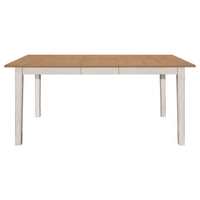 Coaster Kirby Rectangular Dining Table with Butterfly Leaf Natural and Rustic Off White Default Title