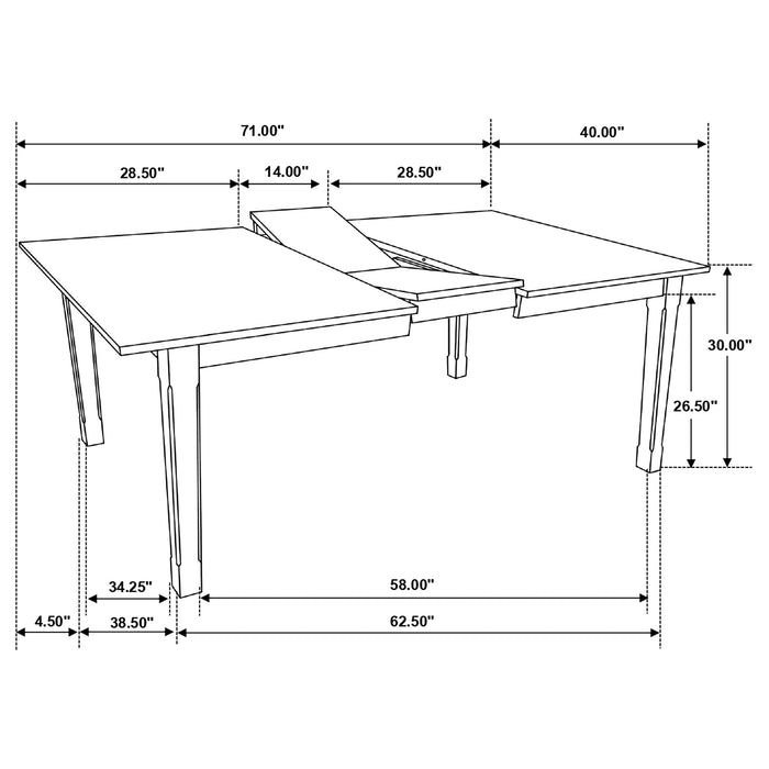 Coaster Kirby Rectangular Dining Table with Butterfly Leaf Natural and Rustic Off White Default Title