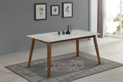 Coaster Everett Faux Marble Top Dining Table Natural Walnut and White Default Title