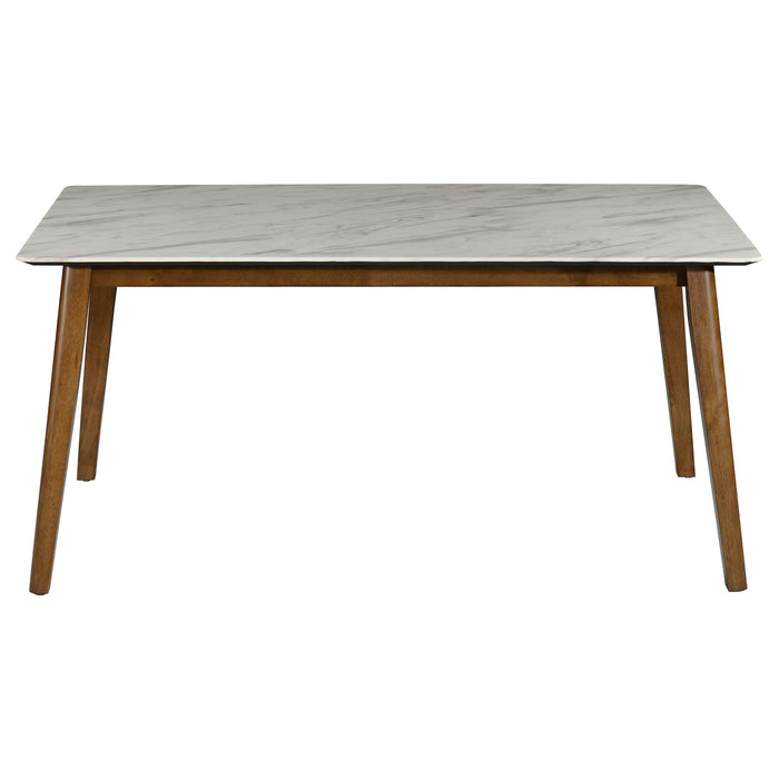 Coaster Everett Faux Marble Top Dining Table Natural Walnut and White Default Title