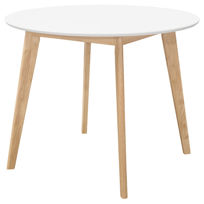 Coaster Breckenridge Round Dining Table Matte White and Natural Oak Default Title