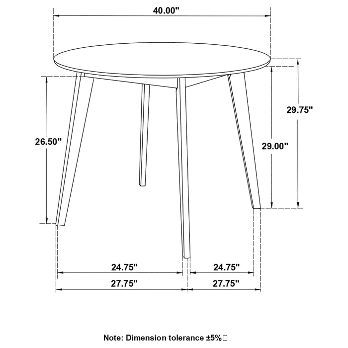 Coaster Breckenridge Round Dining Table Matte White and Natural Oak Default Title