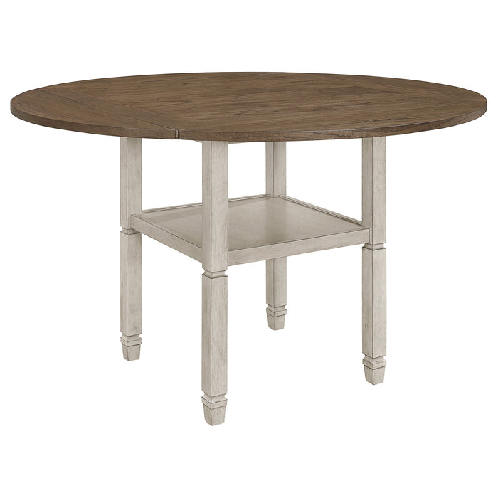 Coaster Sarasota Counter Height Table with Shelf Storage Nutmeg and Rustic Cream Default Title