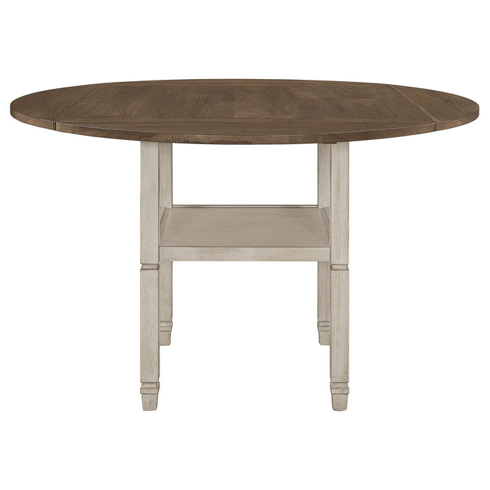 Coaster Sarasota Counter Height Table with Shelf Storage Nutmeg and Rustic Cream Default Title