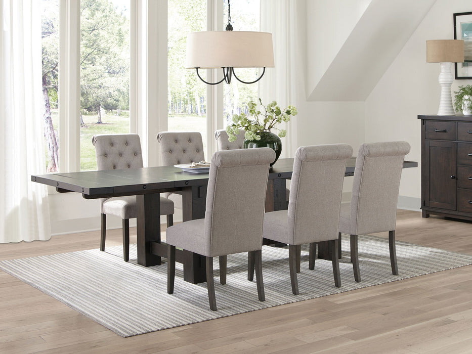 Coaster Calandra Rectangular Dining Set with Extension Leaf Vintage Java and Grey Beige Set of 7