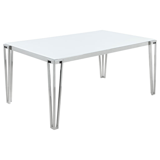 Coaster Pauline Rectangular Dining Table with Metal Leg White and Chrome Default Title