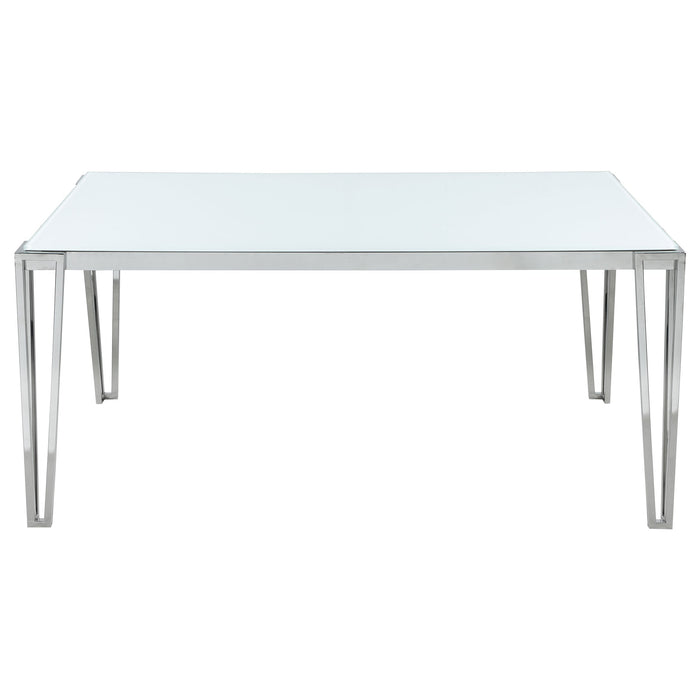 Coaster Pauline Rectangular Dining Table with Metal Leg White and Chrome Default Title