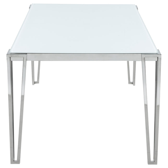 Coaster Pauline Rectangular Dining Table with Metal Leg White and Chrome Default Title