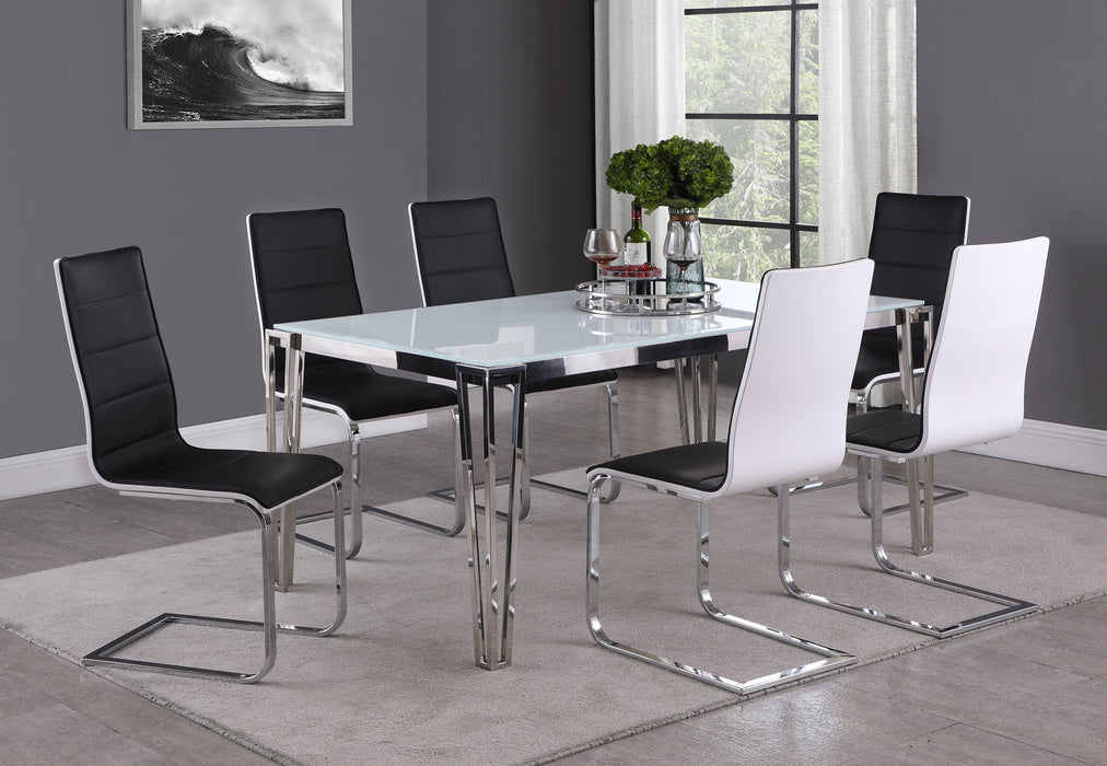 Coaster Pauline Rectangular Dining Table with Metal Leg White and Chrome Default Title