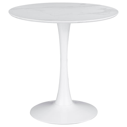 Coaster Arkell 30-inch Round Pedestal Dining Table White Default Title