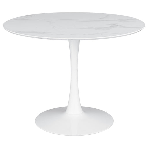 Coaster Arkell 40-inch Round Pedestal Dining Table White Default Title