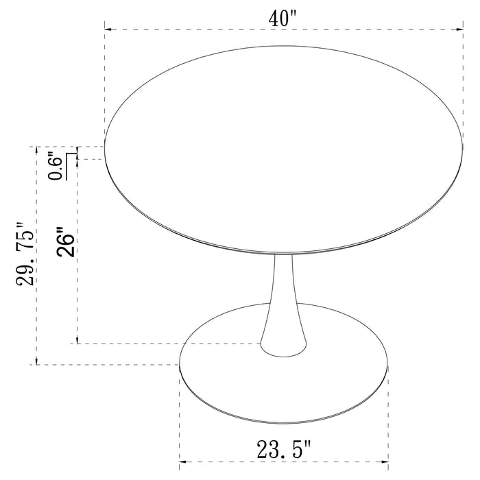 Coaster Arkell 40-inch Round Pedestal Dining Table White Default Title