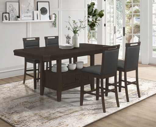 Coaster Prentiss Rectangular Counter Height Dining Set with Butterfly Leaf Cappuccino Set of 5