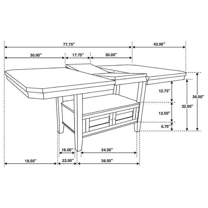 Coaster Prentiss Rectangular Counter Height Dining Set with Butterfly Leaf Cappuccino Set of 7