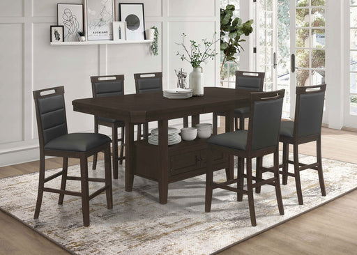 Coaster Prentiss Rectangular Counter Height Dining Set with Butterfly Leaf Cappuccino Set of 7