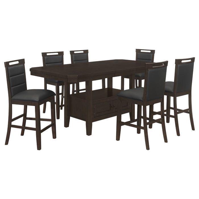 Coaster Prentiss Rectangular Counter Height Dining Set with Butterfly Leaf Cappuccino Set of 7