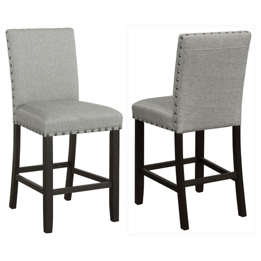 Coaster Kentfield Solid Back Upholstered Counter Height Stools Grey and Antique Noir (Set of 2) Default Title