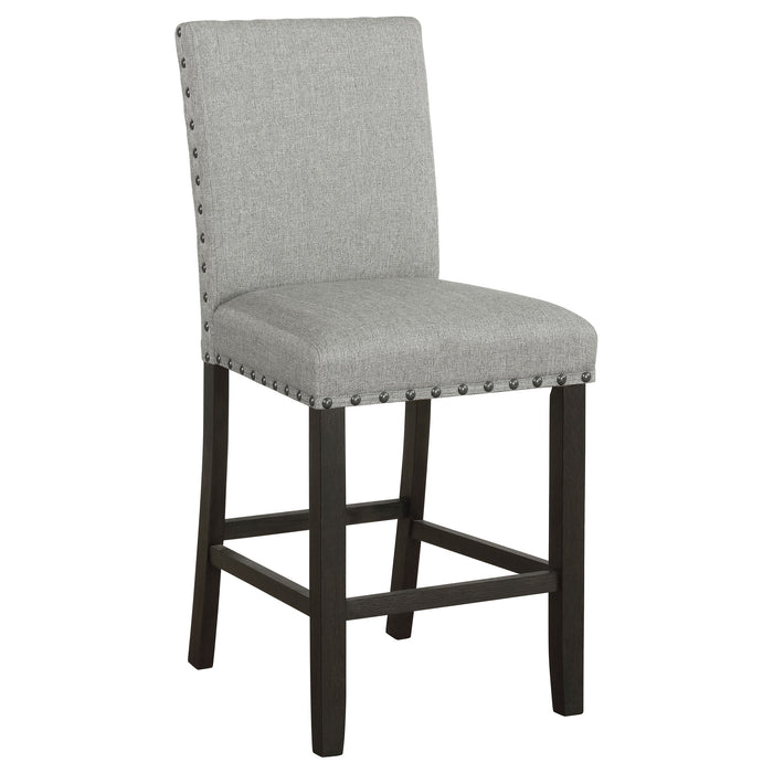 Coaster Kentfield Solid Back Upholstered Counter Height Stools Grey and Antique Noir (Set of 2) Default Title