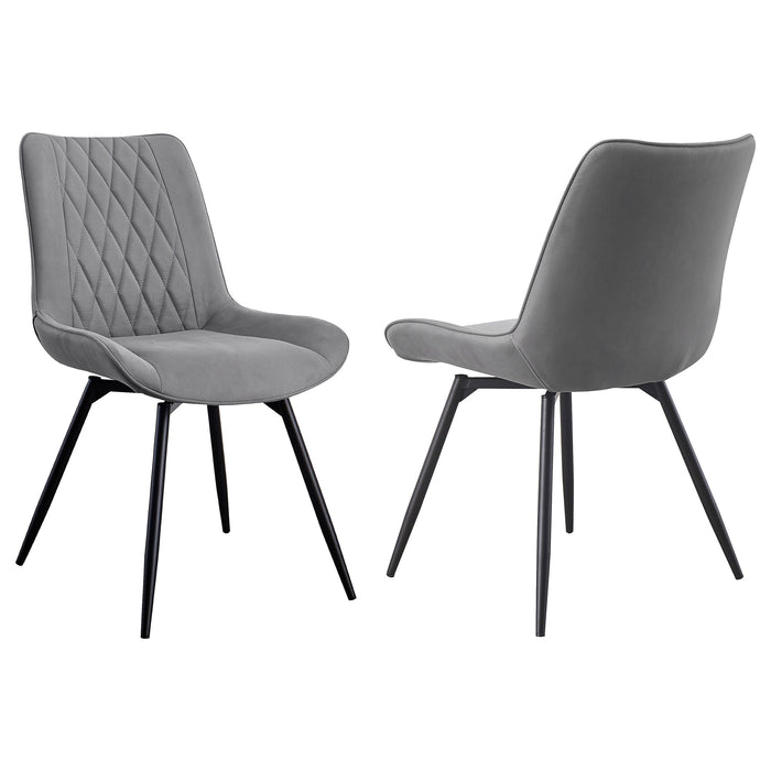 Coaster Diggs Upholstered Tufted Swivel Dining Chairs Grey and Gunmetal (Set of 2) Default Title