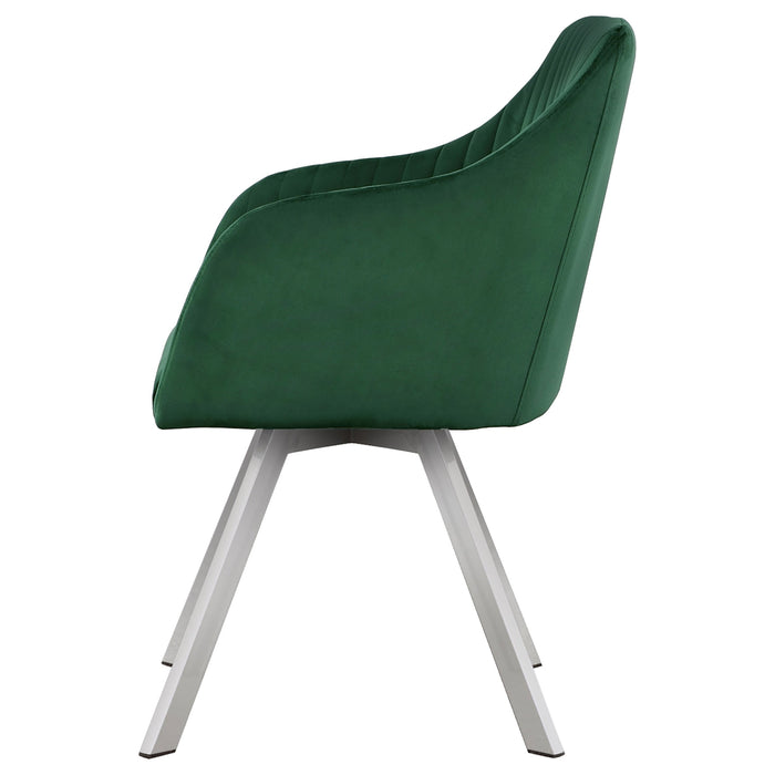 Coaster Arika Channeled Back Swivel Dining Chair Green Default Title