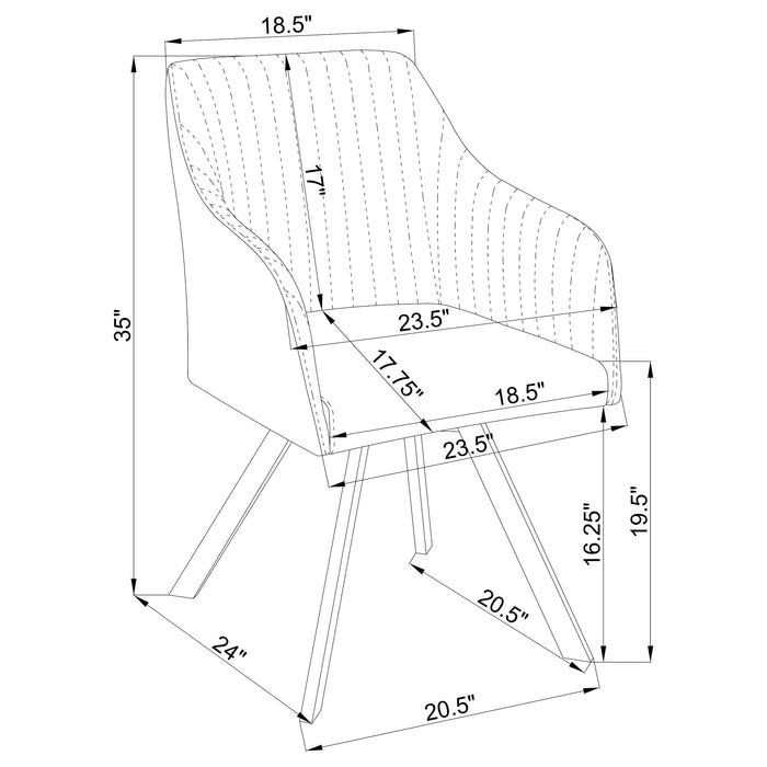 Coaster Arika Channeled Back Swivel Dining Chair Green Default Title