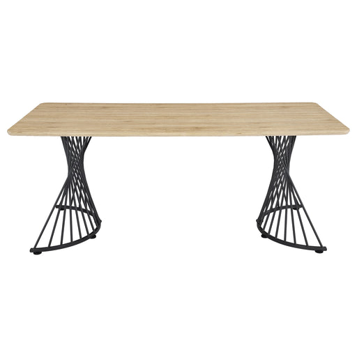 Coaster Altus Swirl Base Dining Table Natural Oak and Gunmetal Default Title