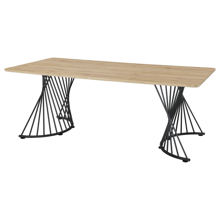 Coaster Altus Swirl Base Dining Table Natural Oak and Gunmetal Default Title