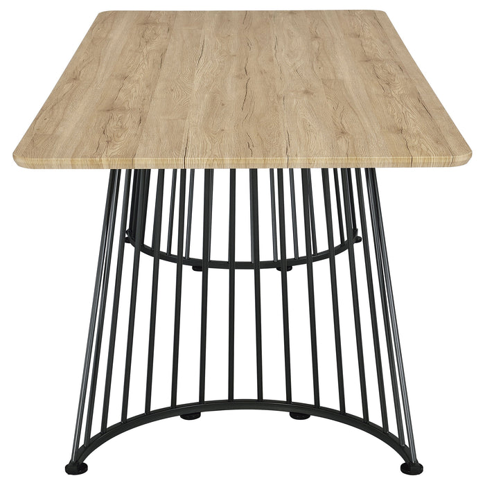 Coaster Altus Swirl Base Dining Table Natural Oak and Gunmetal Default Title