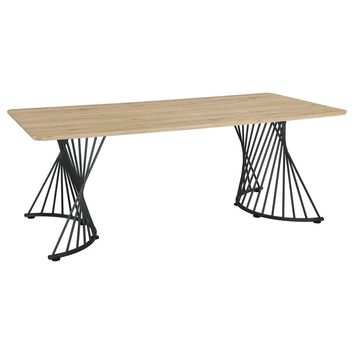 Coaster Altus Swirl Base Dining Table Natural Oak and Gunmetal Default Title