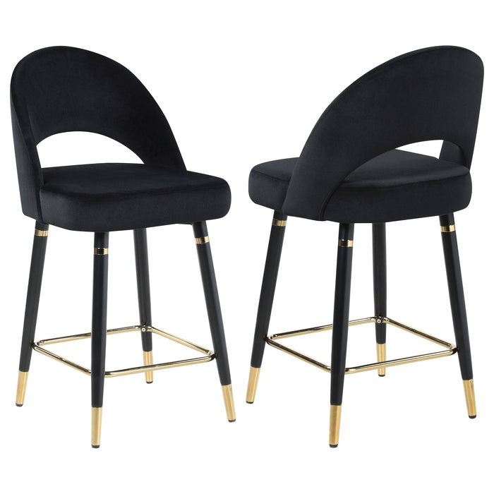 Coaster Lindsey Arched Back Upholstered Counter Height Stools Black (Set of 2) Default Title