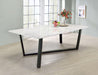 Coaster Mayer Rectangular Dining Table Faux White Marble and Gunmetal Default Title