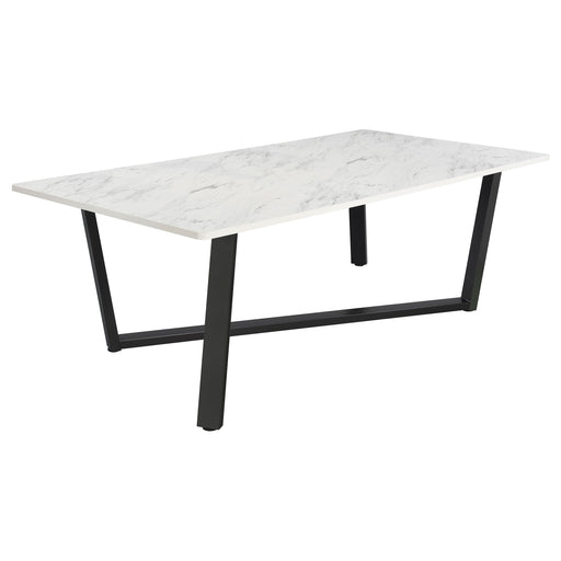 Coaster Mayer Rectangular Dining Table Faux White Marble and Gunmetal Default Title