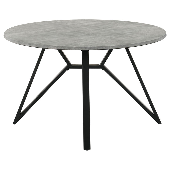 Coaster Neil Round Wood Top Dining Table Concrete and Black Default Title