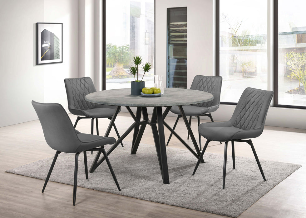 Coaster Neil Round Wood Top Dining Table Concrete and Black Default Title