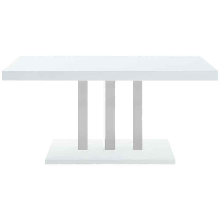 Coaster Brooklyn Rectangular Dining Table White High Gloss and Chrome Default Title