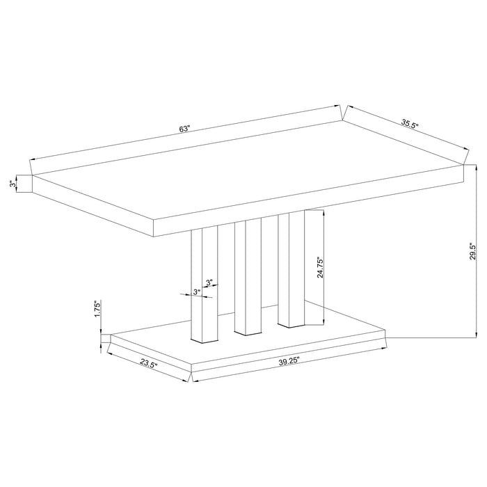 Coaster Brooklyn Rectangular Dining Table White High Gloss and Chrome Default Title