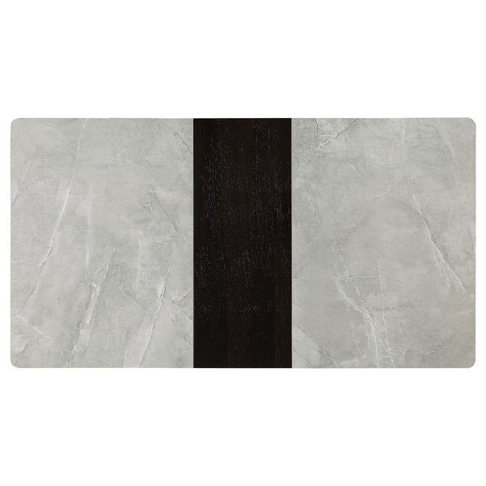 Coaster Mina Rectangular Dining Table Grey Ceramic and Sandy Black Default Title