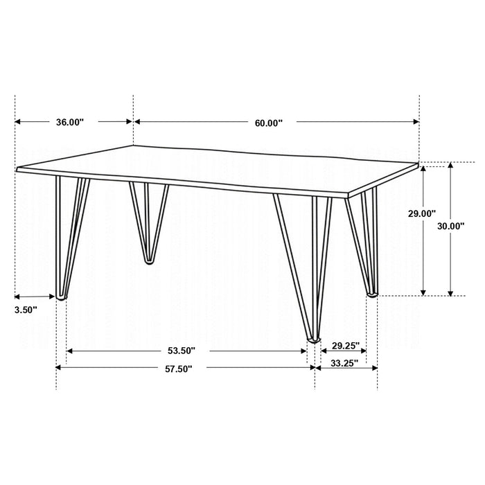 Coaster Topeka Live-edge Dining Table Mango Cocoa and Gunmetal Default Title