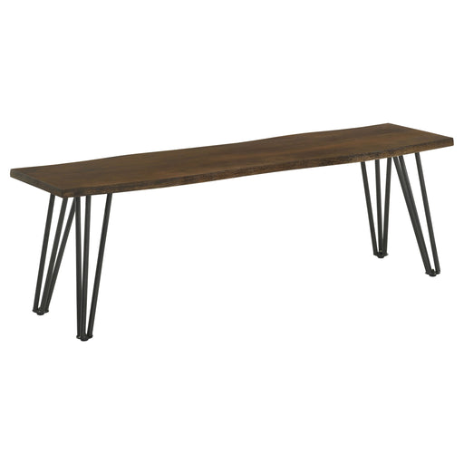 Coaster Topeka Live-edge Dining Bench Mango Cocoa and Gunmetal Default Title