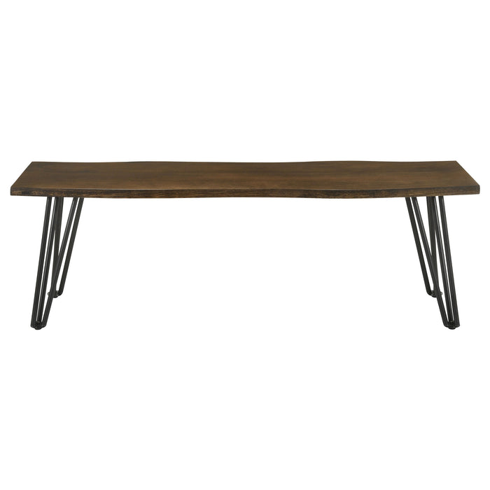 Coaster Topeka Live-edge Dining Bench Mango Cocoa and Gunmetal Default Title