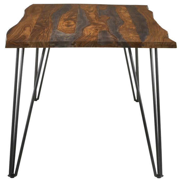 Coaster Neve Live-edge Dining Table with Hairpin Legs Sheesham Grey and Gunmetal Default Title