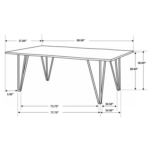 Coaster Neve Live-edge Dining Table with Hairpin Legs Sheesham Grey and Gunmetal Default Title