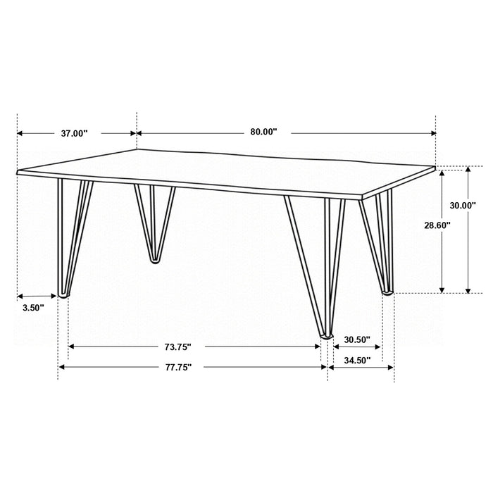 Coaster Neve Live-edge Dining Table with Hairpin Legs Sheesham Grey and Gunmetal Default Title