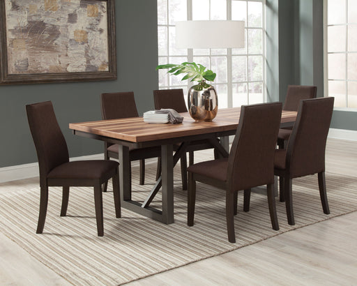 Coaster Spring Creek Dining Room Set Natural Walnut and Chocolate Brown Set of 5