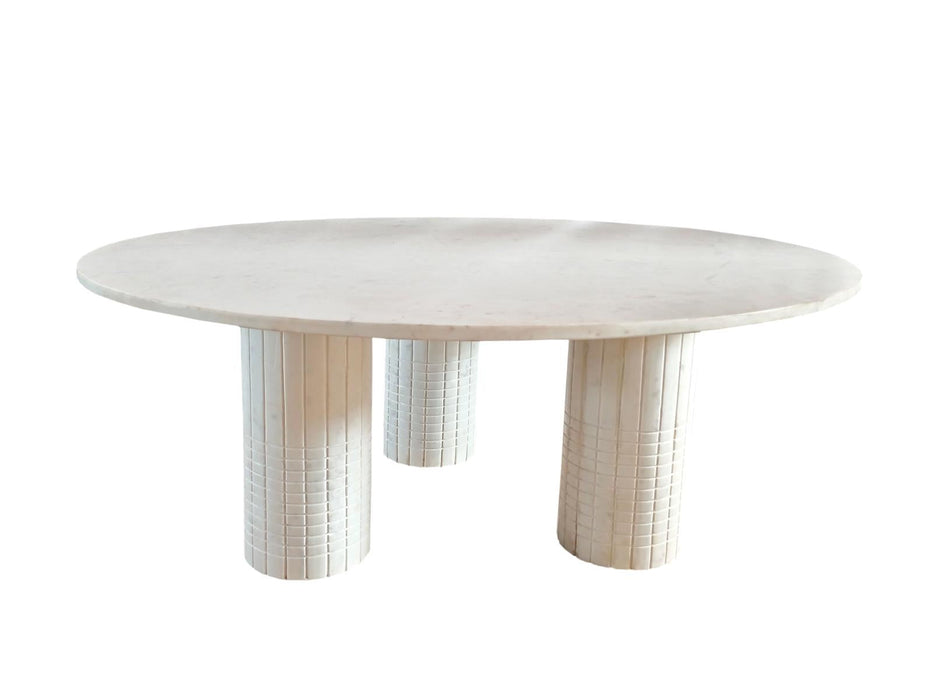 Coaster Astoria Round Genuine Marble Coffee Table White Default Title