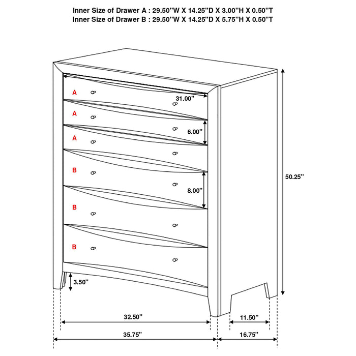 Coaster Phoenix 6-drawer Chest Deep Cappuccino Default Title