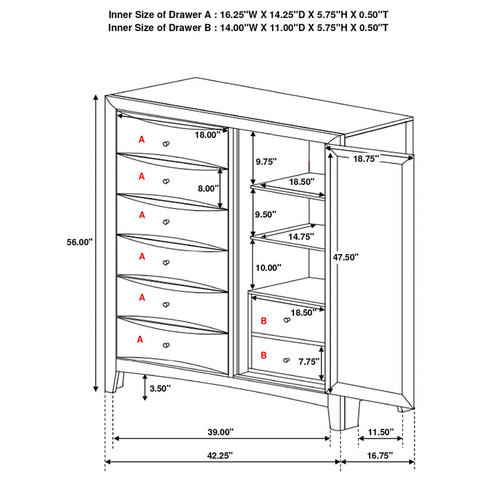 Coaster Phoenix 6-drawer Door Chest Deep Cappuccino Default Title